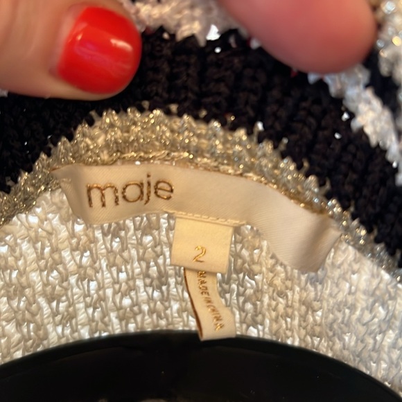 Maje Maquette Waffle-Knit Cardigan-Size 2 - Picture 3 of 6